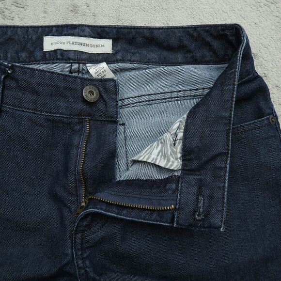 Chico's Platinum Jeans Women's Size 0.5 US-6 Mid-Rise Straight Denim 31" Inseam - Picture 2 of 16
